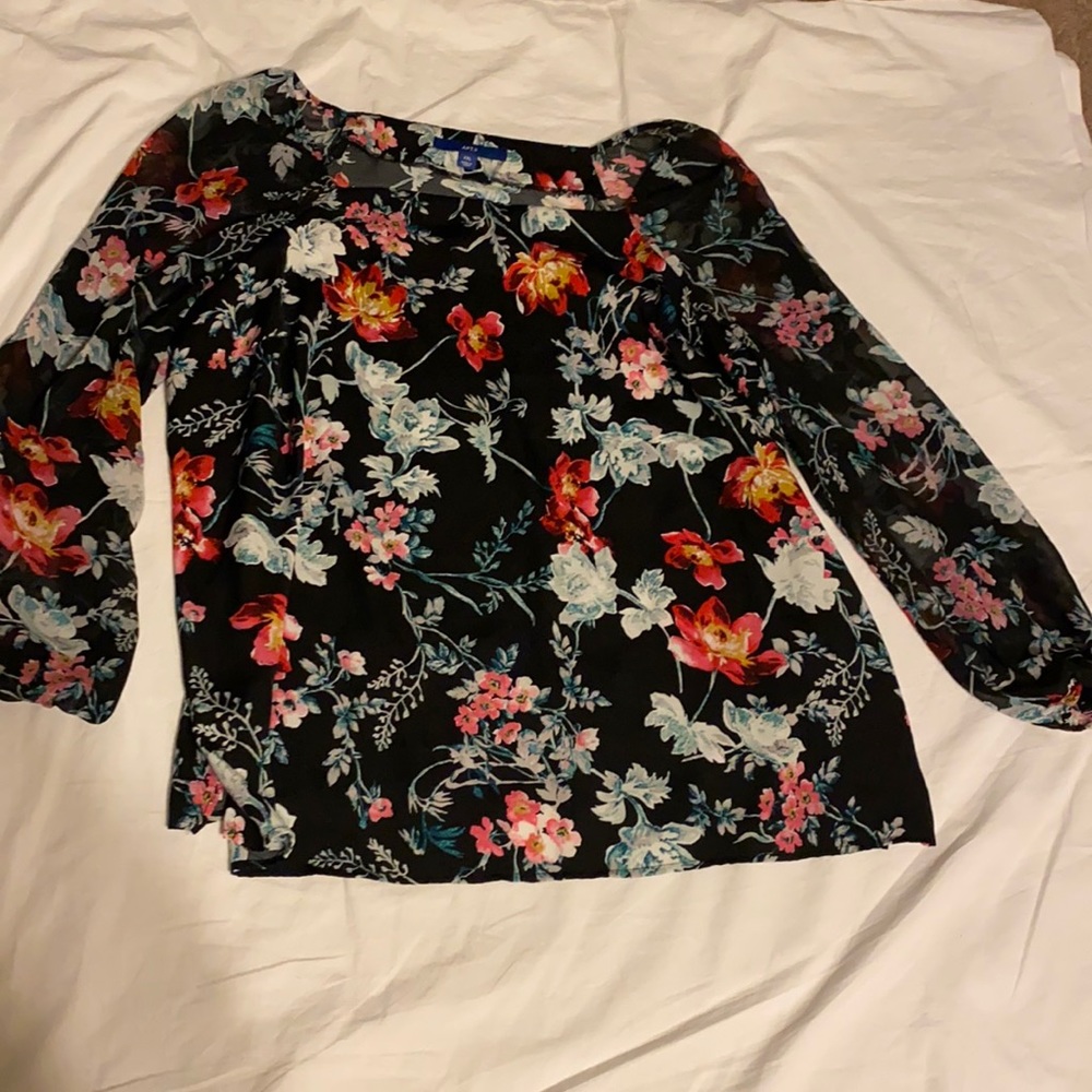 Black floral blouse